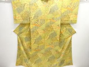 裂取りに花鳥模様小紋着物